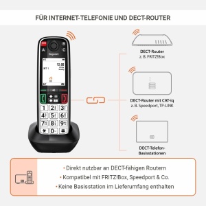 Telefon DECT Gigaset Easy 520HX cu Ladeschale, SOS, Negru - Img 2