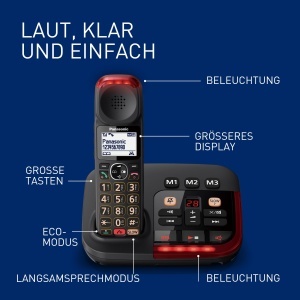 Telefon fara fir Panasonic KX-TGM420GB cu amplificare sunet mod Slow-Talk compatibilitate aparate auditive - Img 2