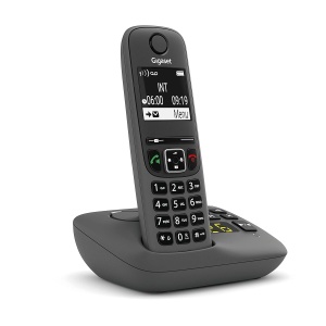 Telefon fix fara fir Gigaset A695A cu anunturi vocale, display mare, culoare gri - Img 2
