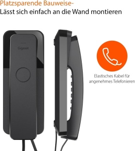 Telefon fix Gigaset Desk 200, negru, cu 10 curzwahl, montabil pe perete - Img 4