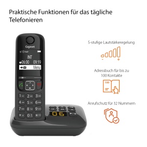 Telefon Gigaset AS690A Duo Negru Display Contrast Anrufbeantworter - Img 4