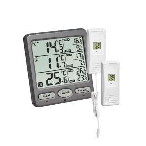 Termometru Digital TFA Dostmann Trio cu 2 Sensori, 100m, Gri