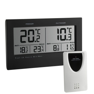 Termometru digital TFA Dostmann Twin, interior si exterior, cu alarma de temperatura, negru