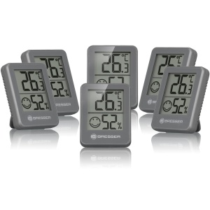 Termometru Hygrometru Bresser 6 Piese, Digital, Cu Indicator Smiley, Gri