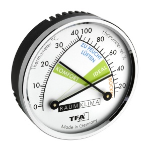 Termometru si Higrometru Analog TFA Dostmann Metal Cromat Compact Pentru Interior