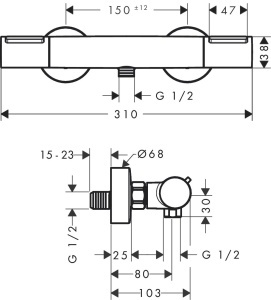 Termostat de dus hansgrohe Ecostat Element, crom, cu SafetyStop si EcoStop - Img 6