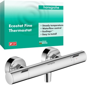 Termostat de dus hansgrohe Ecostat Fine, crom, cu control ergonomic al temperaturii