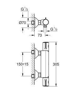 Termostat dus GROHE Grohtherm 800, crom, cu protectie impotriva arsurilor, 12 - Img 2