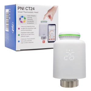 Termostat pentru radiatoare PNI CT24, control smart, alb, 4AA - Img 2