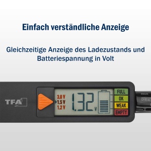 Tester de baterie TFA Dostmann Tester de baterie BaterieVerificare interval de masurare (tester de baterie) 1,2 V, 1,5 V, 3 V, 9 V Baterie, Baterie - Img 3