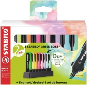 Textmarker STABILO GREEN BOSS - 83 plastic reciclat, 2 strichuri, culori pastel - Img 8