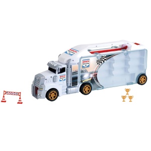Theo Klein 2837 Bosch Car Service Collective Box Truck cu rampa de plecare integrata | 26 compartimente de depozitare | Rampa cool pentru curse | Dimensiuni: 62,9 cm x 12 cm x 23,6 cm | Jucarii pentru copii de la 3 ani