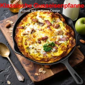 Tigaie din fonta YASHE 26 CM, rezistenta la temperaturi inalte, pentru carne si legume - Img 4
