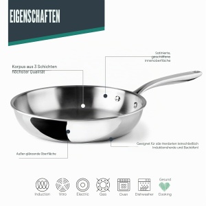 Tigaie din inox Lacor 60846 TriChef, 16 cm, cu maner ergonomic - Img 3