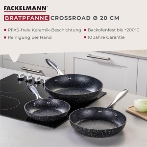 Tigaie FACKELMANN Crossroad 20 cm, din aluminiu reciclat, PFAS-free, neagra - Img 3