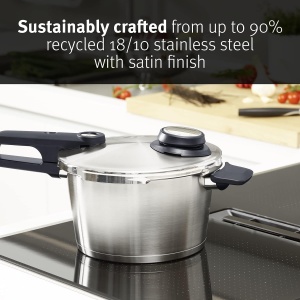 Tigaie Fissler Vitavit PremiumQuick 18 L O 18 cm Oala sub presiune din otel inoxidabil 4 niveluri de gatit incl insertie - inductie - Img 2