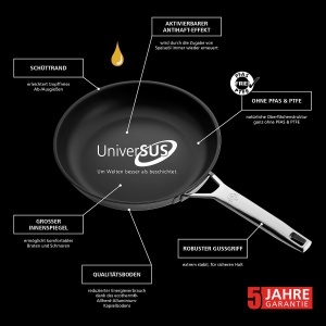 Tigaie inox Schulte-Ufer Astral, 20 cm, fara PFASPTFE, rezistenta la 500C - Img 5