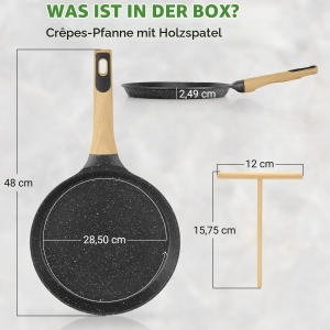 Tigaie pentru crepes Nutrichef 28 cm Antiadherenta Marmora Neagra cu Spatula din Lemn - Img 7