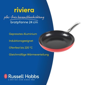 Tigaie Russell Hobbs Riviera 24 cm, Antiaderenta Ceramica, Rosu - Img 2
