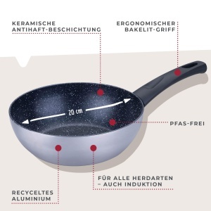 Tigaie wok Fackelmann Essential Crisp 20 cm ceramica antiaderenta negru - Img 2