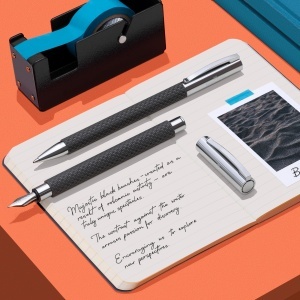 Tintenroller Faber-Castell Ambition OpArt Black Sand, corp din rasina, clip metalic - Img 3