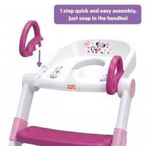 Toaleta pentru copii Bright Starts Disney Minnie Mouse cu scara, roz, 18 luni - 23 kg - Img 6