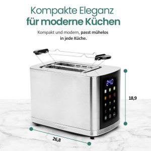 Toaster EMERIO TO-132888 din inox, 800W, 2 toastschlitze, display colorat - Img 7