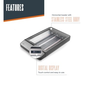 Toaster orizontal digital Lacor 69415, 1000W, 6 trepte, inox - Img 4