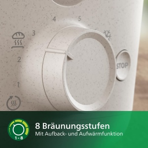 Toaster Philips Eco Conscious Edition HD264010, 2 felii, 8 trepte, alb mat - Img 4