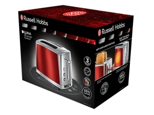 Toaster Russell Hobbs Luna 2 felii, inox, rosu, 1550W - Img 2