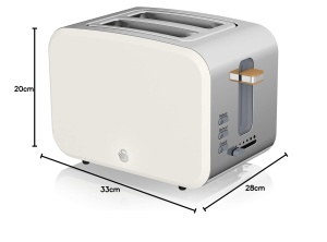 Toaster Swan Nordic cu 2 feliute, 6 niveluri de rumenire, inox, alb mat - Img 3