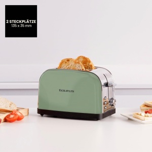 Toaster Taurus Vintage II, 950W, 2 fante, Verde masliniu - Img 5