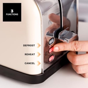 Toaster Taurus Vintage II Cream, 950 W, 7 trepte rumenire, functii multiple, design retro, crem - Img 4