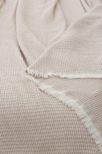 Todocama - Patura din bumbac extra moale cu design GOFRE, cuvertura de pat multifunctionala pentru canapea, pat, husa decorativa si esarfa (bej nisip, 230 x 240 cm) - Img 2