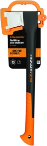 Topor de despicat Fiskars, inclusiv lama/protectie de transport, lungime: 60 cm, acoperit antiaderent, lama din otel de inalta calitate/maner din plastic ranforsat cu fibra de sticla, negru/portocaliu, x17-m, 1,53 kg, 1015641 - Img 6