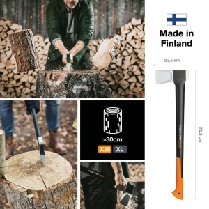 Topor Fiskars X25-XL 1015643 72 cm NegruPortocaliu Lama antiaderenta - Img 2