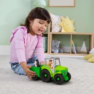 Tractor de jucarie Fisher-Price cu muzica, figurine fermier si caine - Img 3