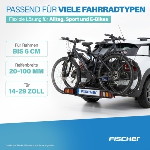 Transportor bicicleta FISCHER Proline Evo 2, pentru 2 biciclete, negru, 60 kg - Img 3