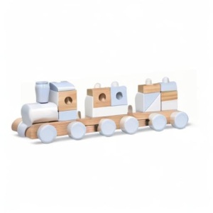 Tren din lemn pentru copii Melissa Doug 18771, 14 piese, culori naturale - Img 4