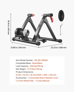Trena pentru bicicleta VEVOR HS-QX-009AK, 6 niveluri de rezistenta, negru - Img 7