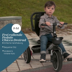 Tricicleta Chicco 4in1, Cadru metalic, Roti din cauciuc EVA, Sistem de siguranta 4 puncte - Img 7
