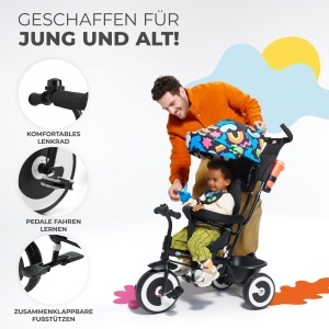 Tricicleta Kinderkraft Aston, pentru copii de la 9 luni, cu scaun rotativ si copertina - Img 3