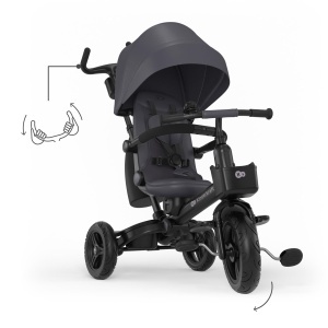 Tricicleta Kinderkraft Aveo 2 PRO, 6-in-1, compacta, gri - Img 11