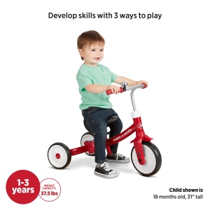 Tricicleta Radio Flyer pentru joaca, tricicleta rosie pentru copii mici, bicicleta fara pedale si vehicul pentru copii de la 1 la 3 ani - Img 4