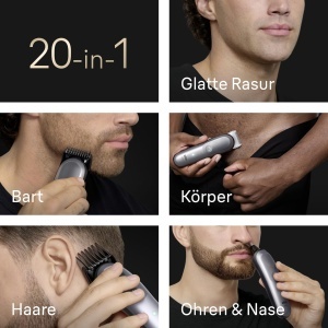 Trimmer Braun Multigroom All-in-One Series 9, 20-in-1, 120 min autonomie, gri - Img 3