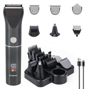 Trimmer multifunctional Beper P304CAP050, 12 accesorii, lame din otel, LED, USB-C - Img 2