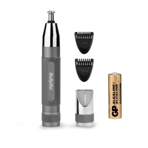 Trimmer pentru nas, urechi si sprancene BaByliss Super-X E116E, metal, 3-in-1, baterii