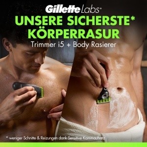 Trimmer si Rasierer GilletteLabs i5 pentru Barbati, 3 Kame, Design Waterproof - Img 2