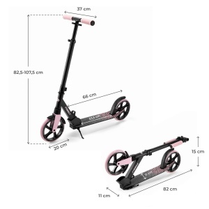 Trotineta copii si adulti Kinderkraft Freely pliabila roti PU 20 cm roz - Img 9