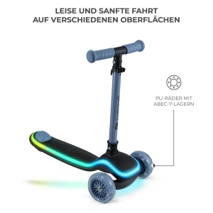 Trotineta pentru copii Kinderkraft RAKET, 3 in 1, LED, albastra, 50 kg - Img 6
